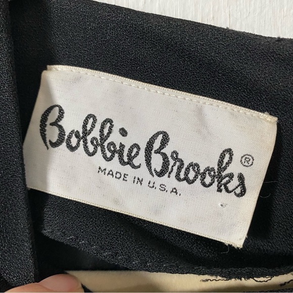 Vintage Little Black Dress White Polkadot Bow 60s Bobbie Brooks Womens Small - Picture 5 of 11